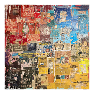 Mike Falcon, Large Mike Falcon Torn Paper Collage Painting Assemblage Pop Art Decollage