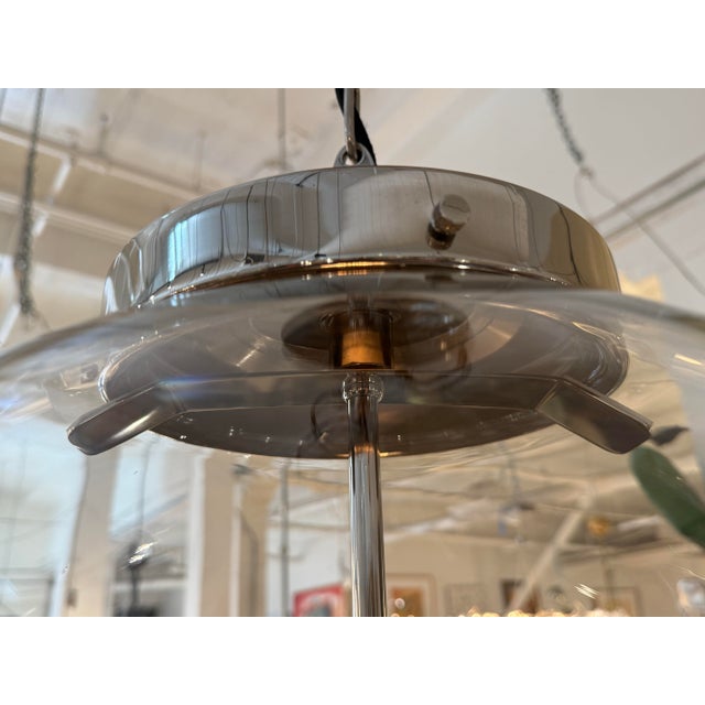 Silver Restoration Hardware Parisian Architectural Clear Glass Poste Pendant For Sale - Image 8 of 12