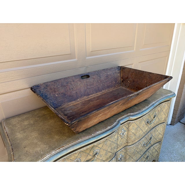 19th Century Primitive Hand-Hewn Wooden Dough Trough With Iron Repairs For Sale - Image 4 of 16