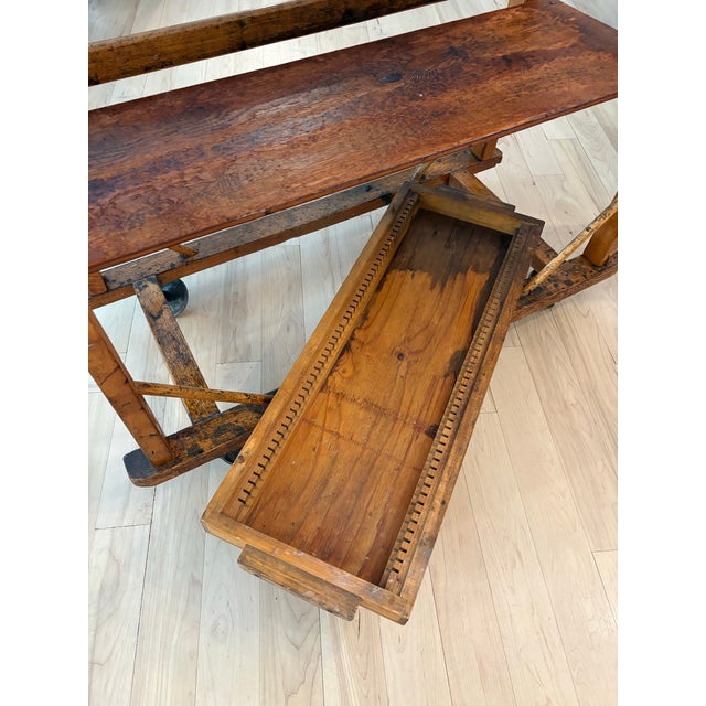 Wood Early 20th Century Rolling Industrial Factory Shoe Rack Display From Massachusetts For Sale - Image 7 of 12
