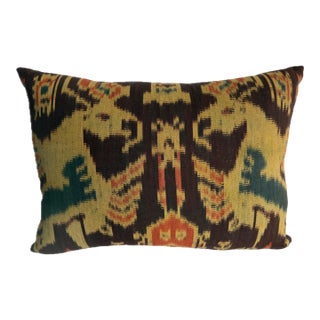 1850 Antique Ikat Pillow - Central Asia For Sale
