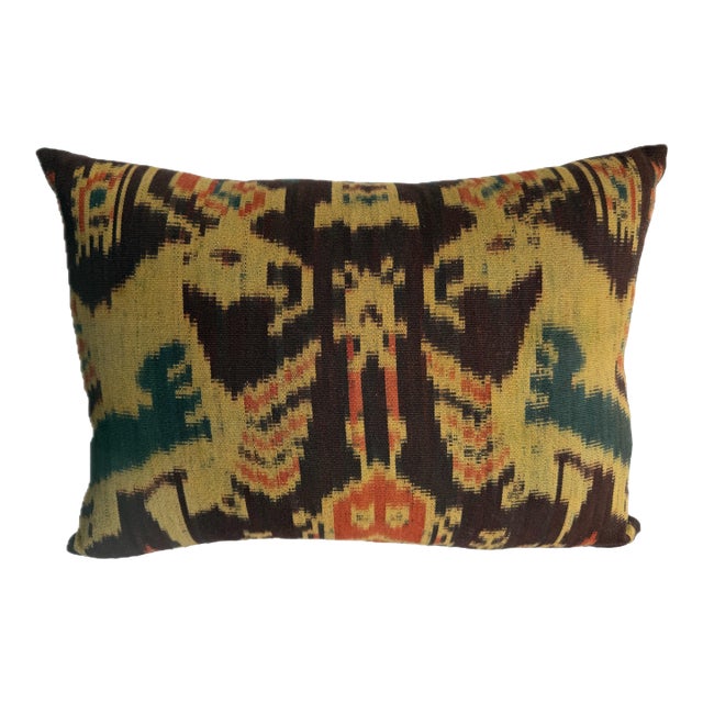 1850 Antique Ikat Pillow - Central Asia For Sale