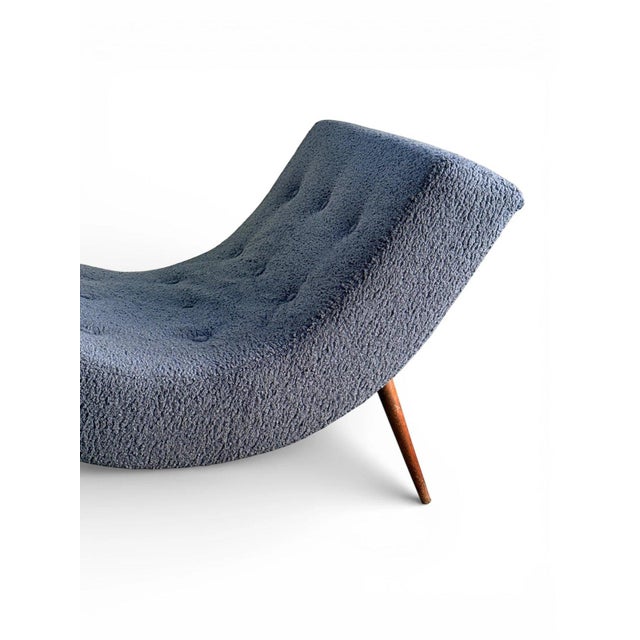 Attributed to Adrian Pearsall Wave Chaise Lounge Chair – Mid Century Modern Blue Bouclé For Sale - Image 14 of 16