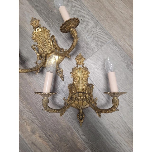 Louis XVI Bronze Wall Lights, Set of 2 For Sale - Image 3 of 10