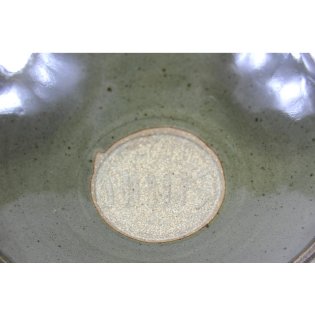 1970s Vintage Large Green Studio Pottery Platter, Signed For Sale - Image 9 of 9
