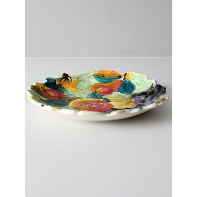 Mid-Century Italian Majolica Ceramic Fruit Plate For Sale - Image 4 of 10