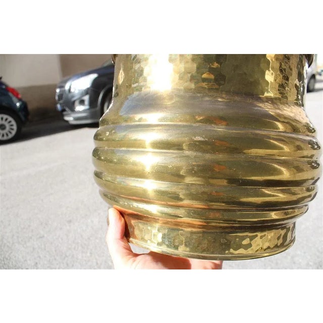 Round Solid Brass Plant Holder, Italy, 1970s For Sale - Image 3 of 8