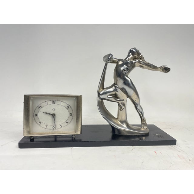 Liberty Clock with Metal Sculpture, 1920s For Sale - Image 13 of 13