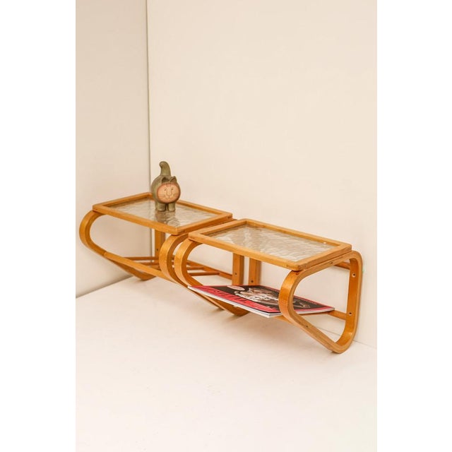 Scandinavian Bentwood and Glass Bedside Tables from Gemla, 1920s, Set of 2 For Sale - Image 9 of 16
