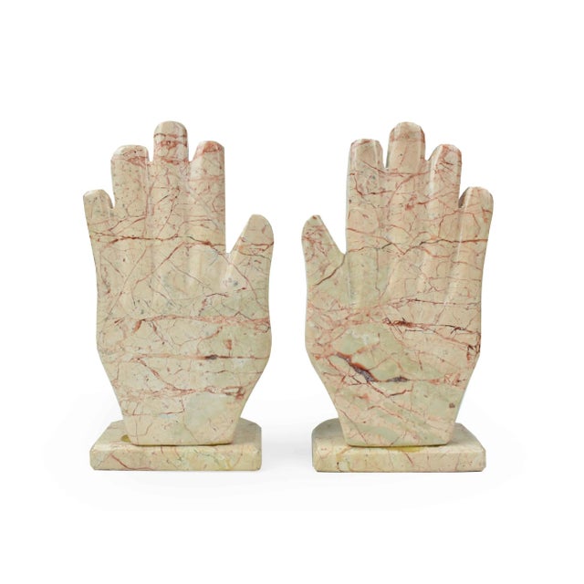Mid 20th Century Mid 20th Century Sculptural Pink Marble Stone Hand Design Bookends - a Pair For Sale - Image 5 of 10