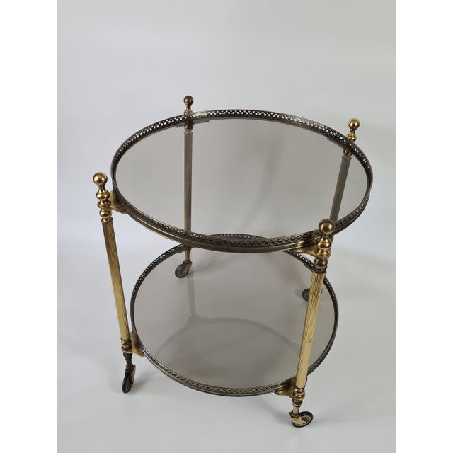 French Bar Table in Brass with Mirror-Finished Glass, 1960s For Sale - Image 11 of 13