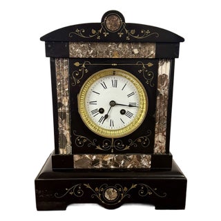 Antique Victorian Marble Mantle Clock, 1880 For Sale