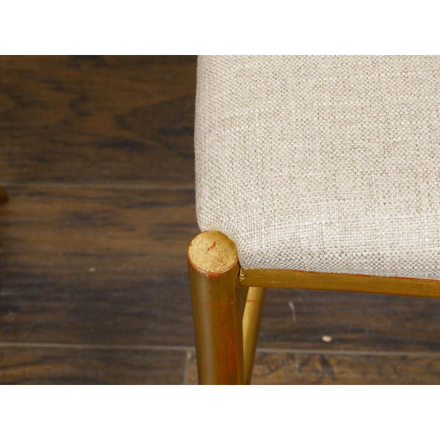 Pair of Midcentury Italian Gilt Wood High Back Side Chairs with Upholstery For Sale - Image 12 of 12