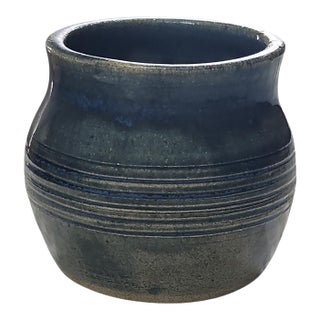 Vintage Signed Studio Pottery Squat Vase For Sale