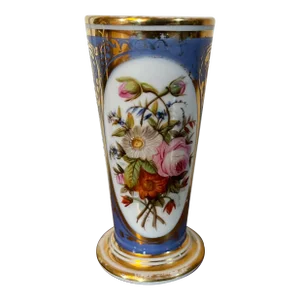 Antique Early 19th Century Worcester Porcelain Spill Vase in Powder Blue
