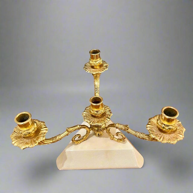 1960s 1960s Aldo Tura Modernist Three-Arm Candelabra For Sale - Image 5 of 8