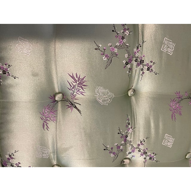 1940s Gorgeous Antique Louis XVI Style Ottoman Silk Tufted Scrolled Feet For Sale - Image 9 of 12