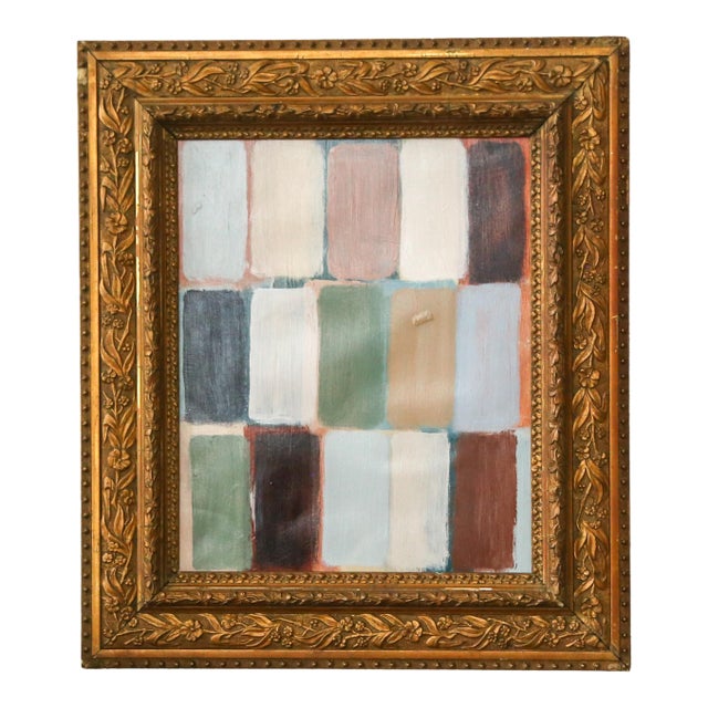 Original Framed Abstract Painting in Antique Gold Bronze Frame For Sale