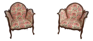 Pair French Louis XV Newly Upholstered Bergere Armchairs