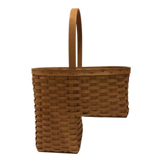 Vintage Wicker Stair Step Basket For Sale
