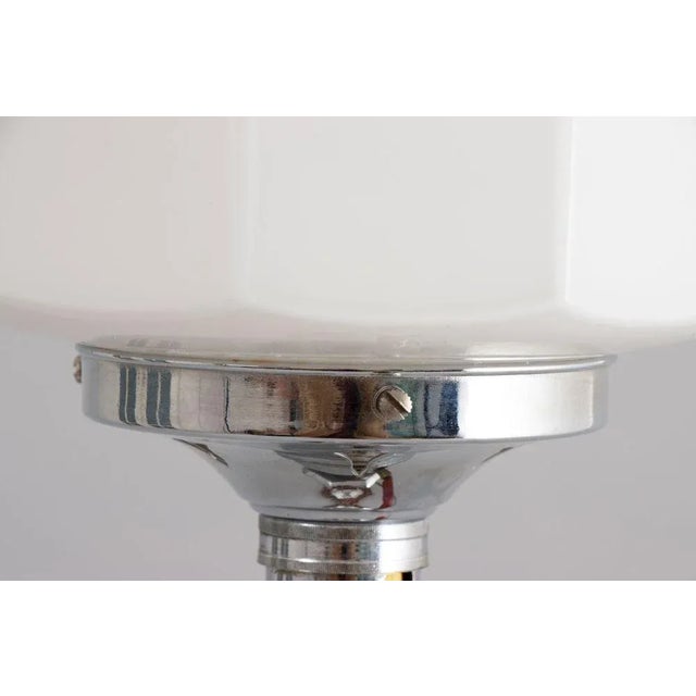 British Art Deco Table Lamp on Hexagonal Base with Opal Skyscraper Shade, 1930 For Sale - Image 6 of 8