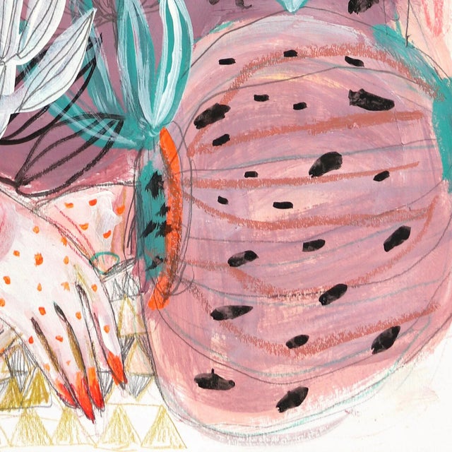 2020s Popess of Flowers - Colorful Whimsical Figurative Feminine Original Artwork by Silvia Pavarini For Sale - Image 5 of 6