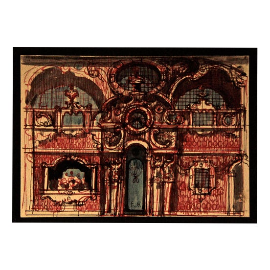 Eugene Berman, Theatrical Scenography, Mixed Media, 1960s For Sale
