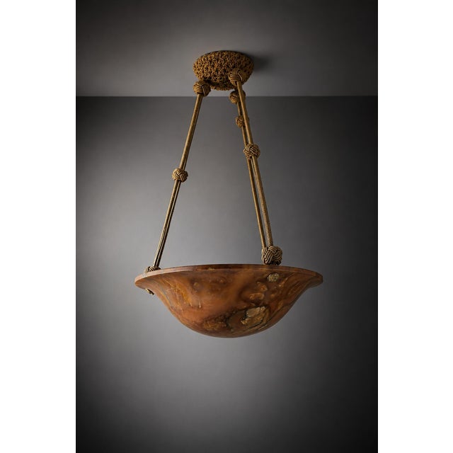 Swedish Grace Alabaster Ceiling Lamp, 1930 For Sale - Image 4 of 8