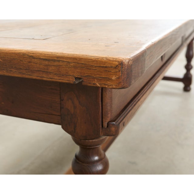 Wood 19th Century Country French Oak Farmhouse Trestle Dining Table 8 Ft. For Sale - Image 7 of 18