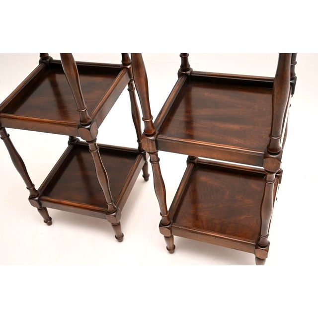 Brown Vintage Georgina Style Three-Tier Side Tables, 1930, Set of 2 For Sale - Image 8 of 9