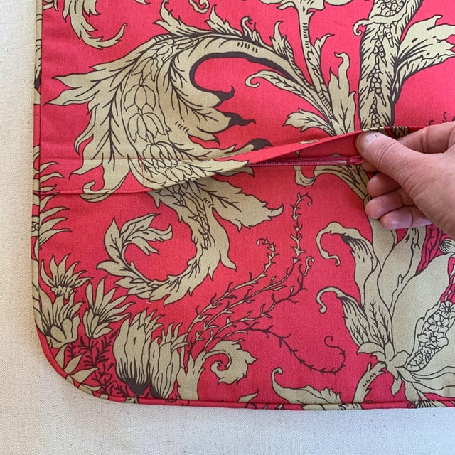 2020s Designer Vicki Payne Free Spirit Crewel Brown Pink & Taupe Block Print Botanical Floral Leaf Pillow Covers - Set of 3 For Sale - Image 5 of 6