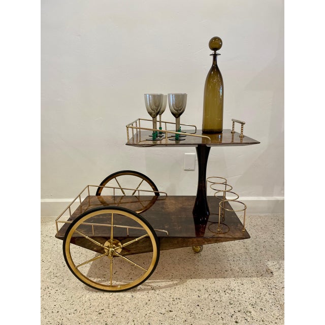Aldo Tura Geometric Design Bar Cart For Sale - Image 10 of 18