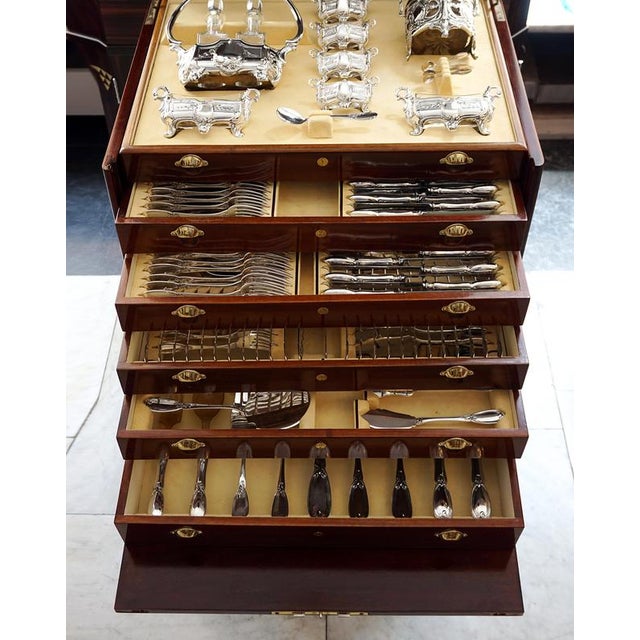 Extensive cutlery set made of solid silver for 12 (24) people, consisting of 196 pieces, in a multi-compartment, lockable...
