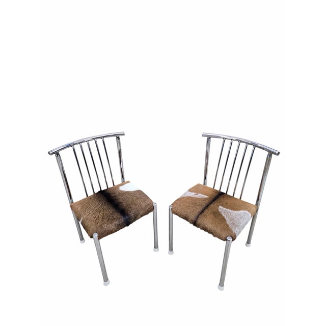 MCM B. Brody Chrome Spindle Back Side Chairs Newly Reupholstered – Pair For Sale - Image 9 of 12