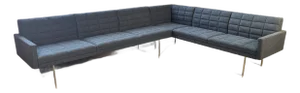 Geiger Tuxedo Two-Piece Component Lounge Sectional in Gray Wool Felt