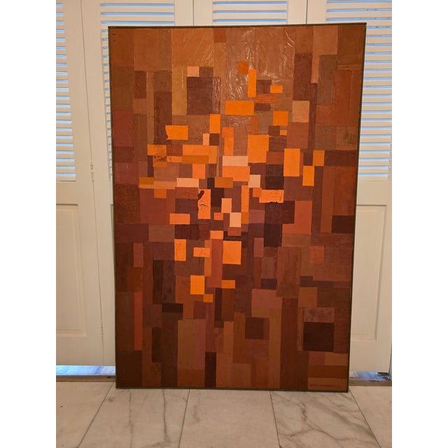 1960s Vintage Mid Century Modern Large Signed Abstract Painting For Sale - Image 5 of 10