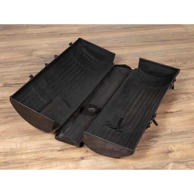 Industrial Early 20th Century Industrial Metal Tool Box with Dark Patina, Found in India For Sale - Image 3 of 10