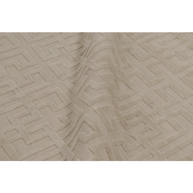 Textile Contemporary High-Low Sculpted Greek Fret Wool Mohair Rug by Rug & Kilim, India For Sale - Image 7 of 10
