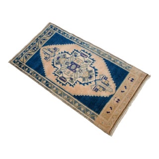 1970s Hand Knotted Turkish Rug, Door Mat, Entryway Rug, Bath Mat, Kitchen Decor, Small Rug - 22″ × 42″ For Sale