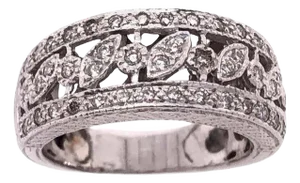 14 Karat White Gold Diamond Wedding Band Bridal Ring