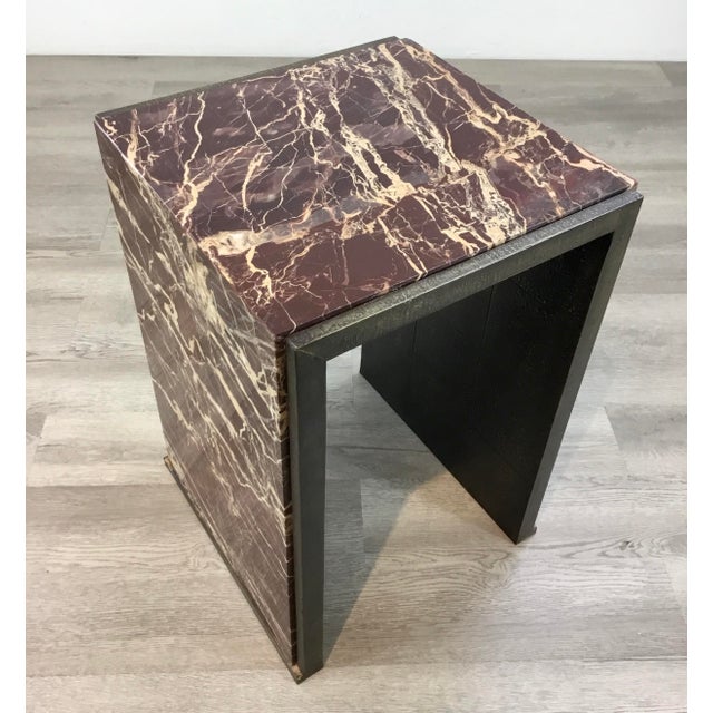 Global Views Modern Burgundy Marble Waterfall Side Table Chairish