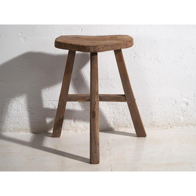 Rustic Antique Oriental Primitive Style Stool, 1920s For Sale - Image 3 of 8