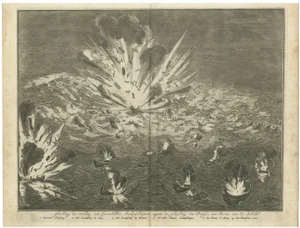 Coenraet Decker, 1585 Explosion of a Pontoon Bridge at the Siege of Antwerp, 1710, Print