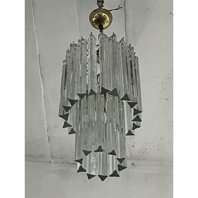 Mid-Century Chandelier with Three-Lobed Murano Glass attributed to Venini, 1960s For Sale - Image 9 of 11