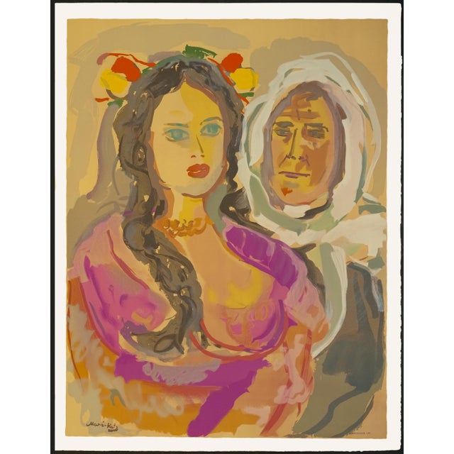 Original lithograph from the limited edition portfolio "Stempeniou de Cholem Aleikhem" by Emmanuel Mané-Katz, published in...