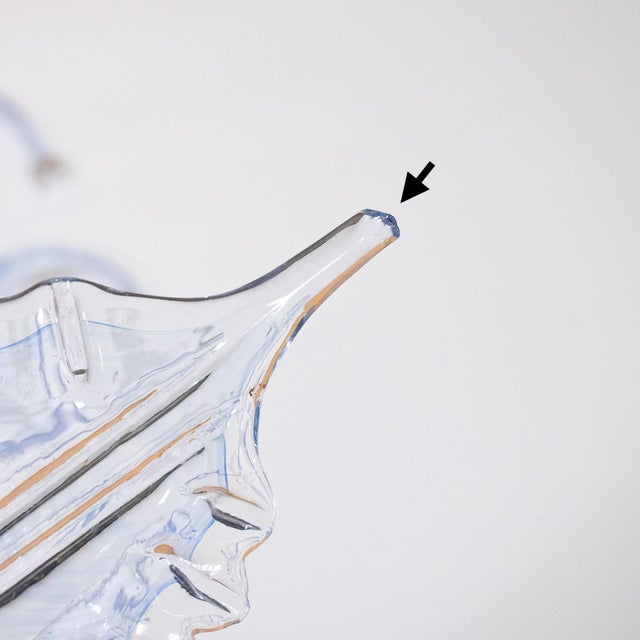 Transparent Vintage Baroque Style Pink and Blue Floral Murano Chandelier For Sale - Image 8 of 12