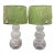 Mid-Century Modern Murano Attributed Bubble Glass Gourd Table Lamps With Green Silk Drum Shades - a Pair For Sale