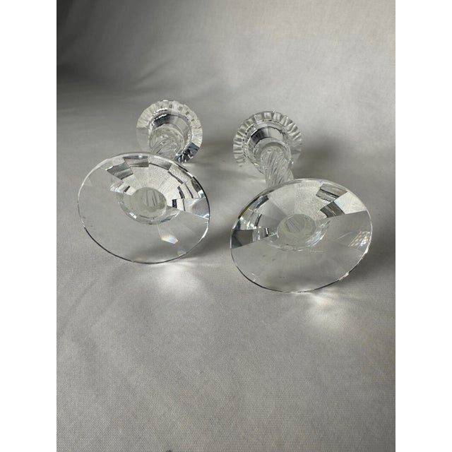 Glass Art Deco Cut Crystal and Art Glass Candleholders, a Pair For Sale - Image 7 of 8