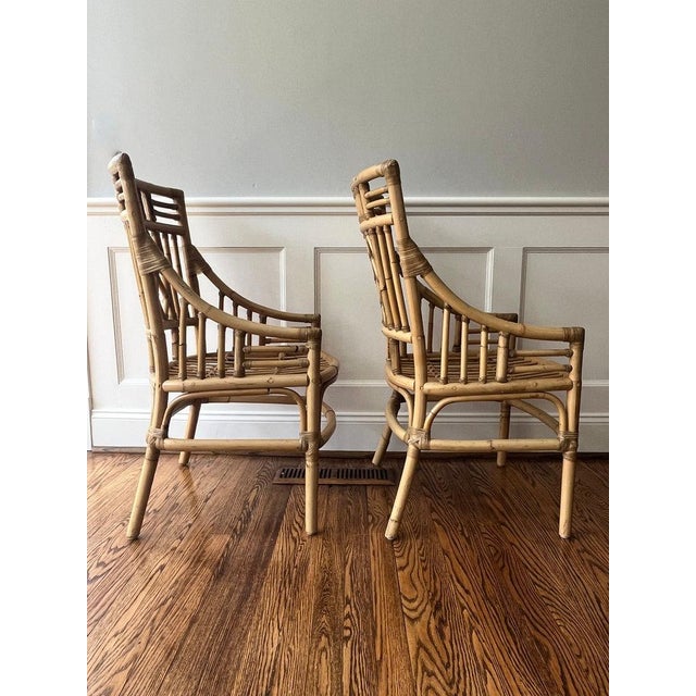 Mid-Century Modern 1960s Rattan Dining Chairs, attr. Brown Jordan, set of 6 For Sale - Image 3 of 8