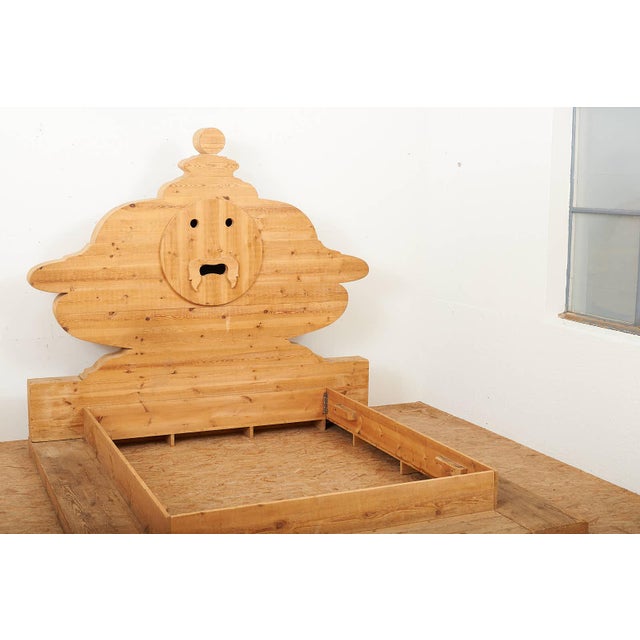 Bed with Headboard and Frame in Pine by Mario Ceroli for Poltronova, 1974 For Sale - Image 14 of 18